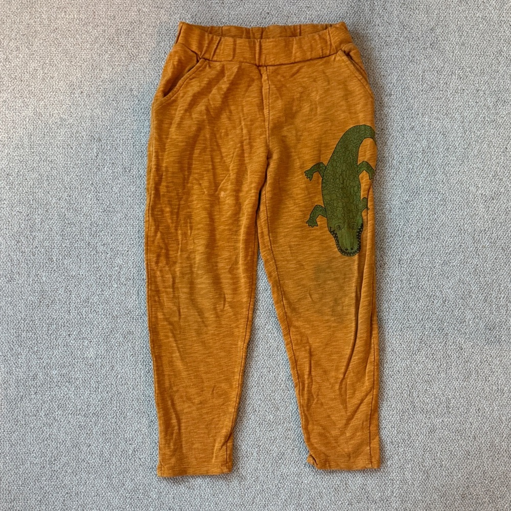 Mini Rodini Orange Joggers with Green Crocodile